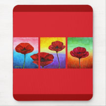 Pavots rouges de Valentine peignant - multi Tapis De Souris