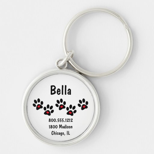 Pawprint et étiquette d'identification d'animal fa porte-clefs
