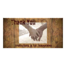 Pays rustique de fibre de bois cowboyWedding Cartes Avec Photo