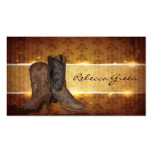 pays vintage élégant de bottes de cowboy modèle de carte de visite