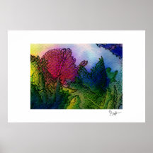 Paysage abstrait dans les aquarelles - lever de so affiche