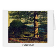 Paysage avec l'arbre par Courbet Gustave Cartes De Vœux