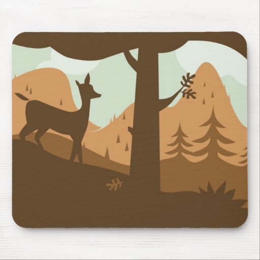 Paysage d'automne avec des cerfs communs tapis de souris