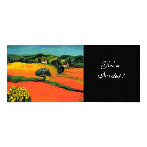 PAYSAGE de la TOSCANE, vert bleu jaune-orange Invitation
