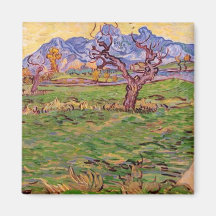 Paysage de Van Gogh, olivier, montagnes Magnets