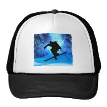 Paysage d'hiver et skieur de style libre casquette de camionneur