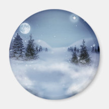 Paysage d'hiver magnets pour réfrigérateur