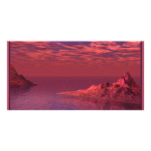 Paysage d'imaginaire - montagnes à l'aube carte avec photo