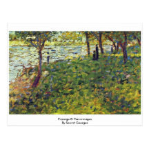 Paysage et Personnages par Seurat Georges Cartes Postales