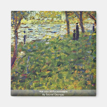 Paysage et Personnages par Seurat Georges Aimant Pour Réfrigérateur
