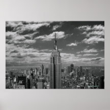 Paysage noir et blanc d'horizon de New York City Posters