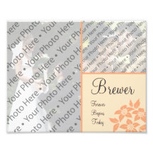 Peach Wedding Photo Collage Prints w/ Custom Text