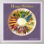 Pearl Leaves Happy Holidays Excellent Poster プリント