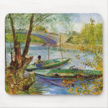 Pêchant au printemps, Vincent van Gogh (F354) Tapis De Souris