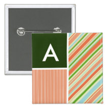 Pêche et rayures de Forest Green ; Rayé Badges