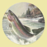 Pêche vintage de pêcheur de poissons de truite arc autocollants