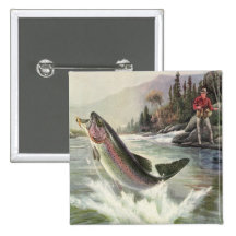 Pêche vintage de pêcheur de poissons de truite arc badges
