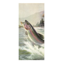 Pêche vintage de pêcheur de poissons de truite arc carte double