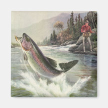 Pêche vintage de pêcheur de poissons de truite arc magnets pour réfrigérateur