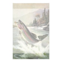 Pêche vintage de pêcheur de poissons de truite arc papier à lettre personnalisé