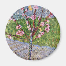 Pêcher de floraison par Vincent van Gogh Magnets