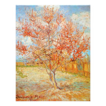 Pêcher rose de Van Gogh dans des invitations de fl