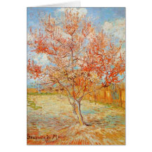 Pêcher rose de Van Gogh dans la carte de voeux de 