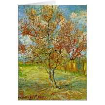 Pêcher rose de Van Gogh dans la fleur, art vintage Carte De Vœux