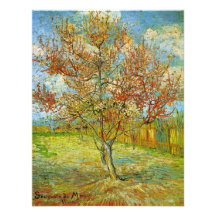 Pêcher rose de Van Gogh dans la fleur, art vintage Cartons D'invitation