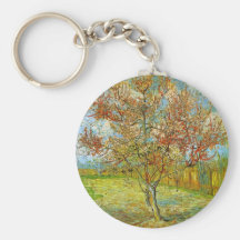 Pêcher rose de Van Gogh dans la fleur, art vintage Porte-clé