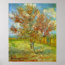 Pêcher rose de Van Gogh dans la fleur, art vintage Posters