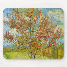 Pêcher rose de Van Gogh dans la fleur, art vintage Tapis De Souris