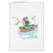 Pêcheur dans un baquet cartes de vœux