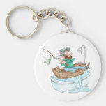 Pêcheur dans un baquet porte-clefs