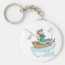 Pêcheur dans un baquet porte-clefs