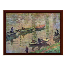 Pêcheurs sur la Seine chez Poissy par Claude Monet Cartes Postales