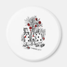Peignant les roses rouges magnets pour réfrigérateur