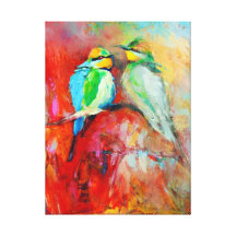 Peinture à l'huile originale. Oiseaux coupés la qu Toiles Tendues