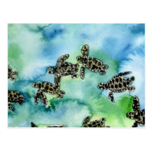 peinture animale de faune de reptile de tortues de carte postale