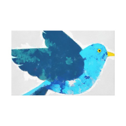 Peinture bleue d'oiseau toile tendue