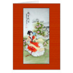 Peinture chinoise antique de Madame In Orange Carte De Vœux