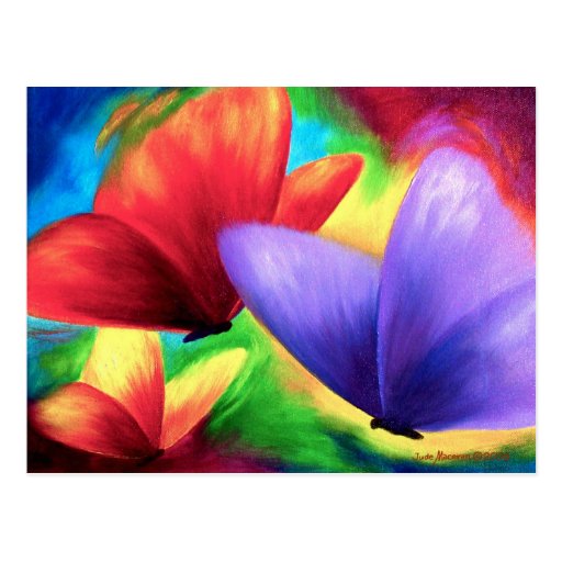 Peinture colorée de papillon - multi carte postale