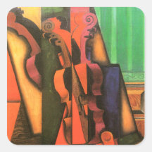 Peinture cubiste de violon et de guitare d'art par autocollant