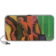 Peinture cubiste de violon et de guitare d'art par haut-parleur