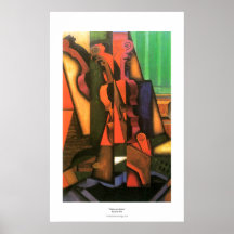 Peinture cubiste de violon et de guitare d'art par posters
