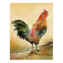 Peinture de coq cartes postales