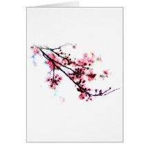 Peinture de fleurs de cerisier carte de vœux