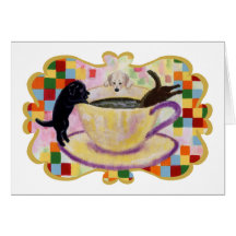 Peinture de Labradors de café Cartes De Vœux