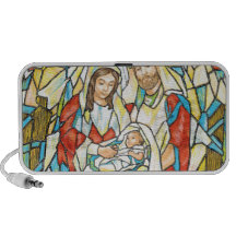 Peinture de nativité en verre souillé haut-parleur ordinateur portable