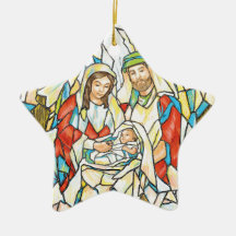 Peinture de nativité en verre souillé ornements de noël
